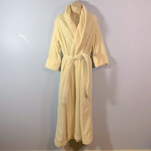 Soft surroundings cream ribbed belt soft fluffy cozy long robe dressing gown XS